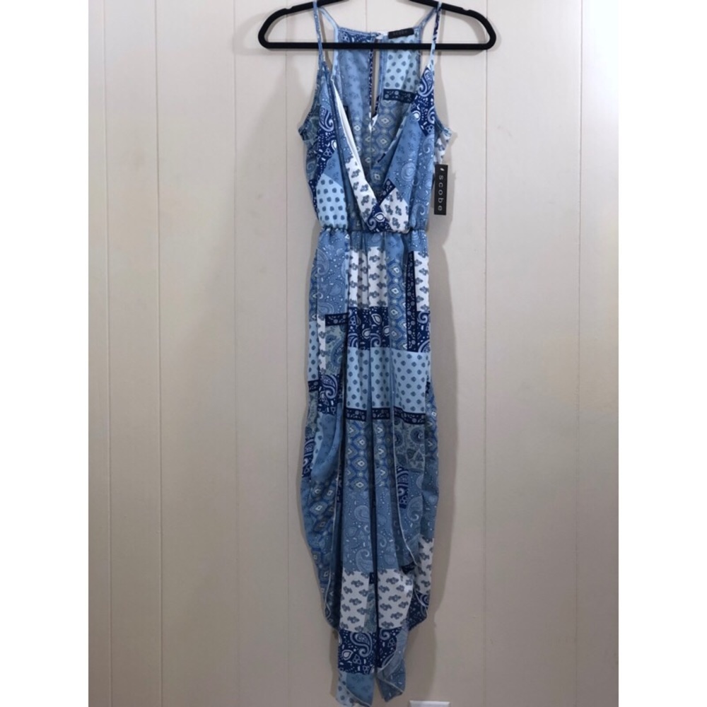 Scobe white and blue paisley jumpsuit